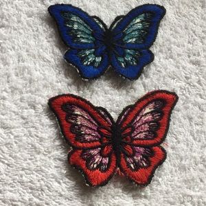 ☆ 1970s Butterfly 2 Vintage Patch Hippie Psychedelic Art ☆ Sew On